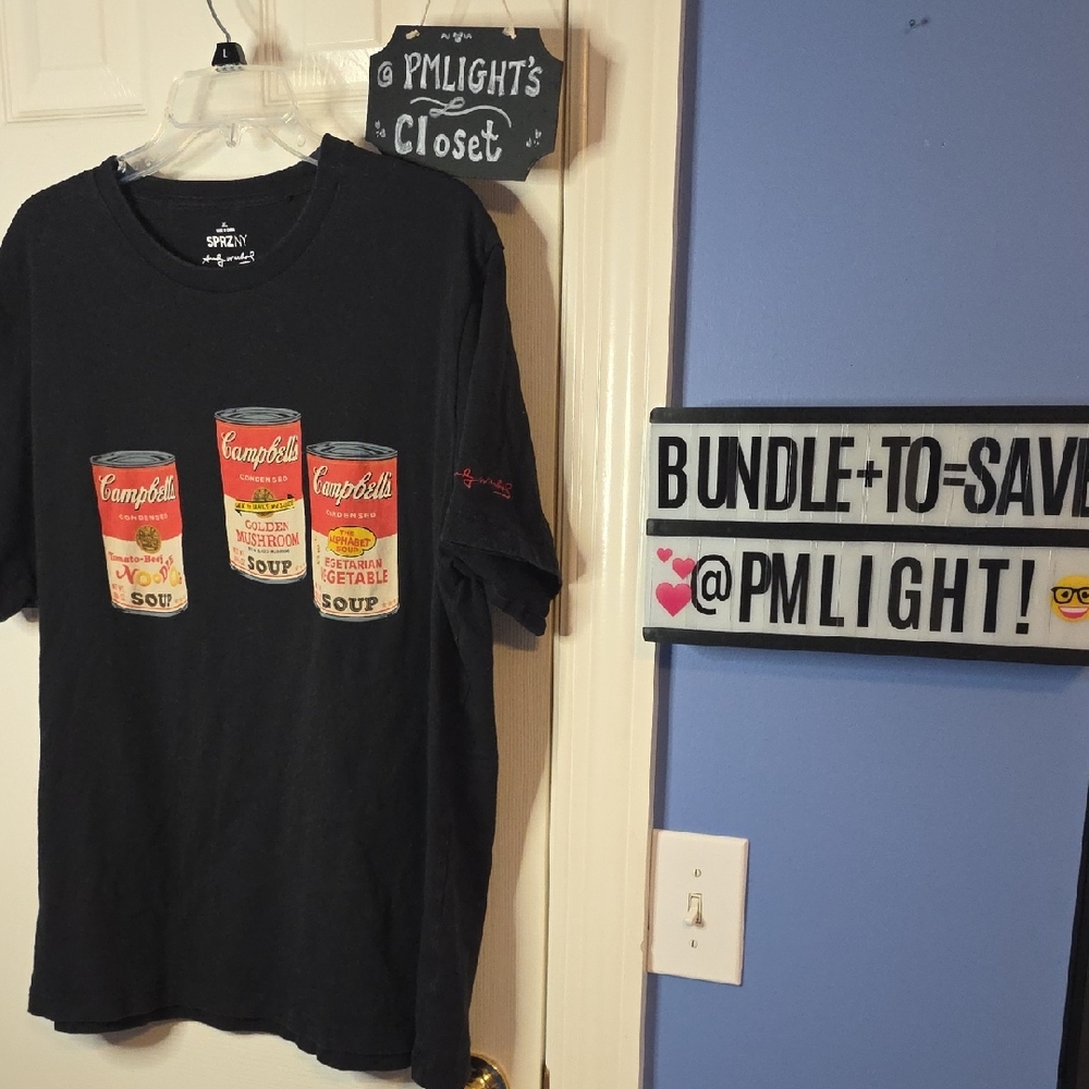 Uniqlo SPRZNY Andy Warhol Campbell's Soup Graphic T-Shirt XL Short Sleeve Black